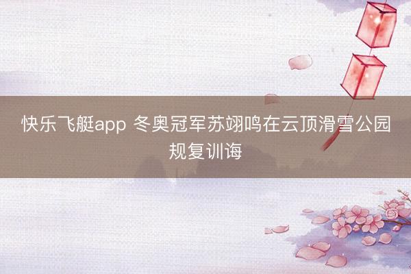 快乐飞艇app 冬奥冠军苏翊鸣在云顶滑雪公园规复训诲